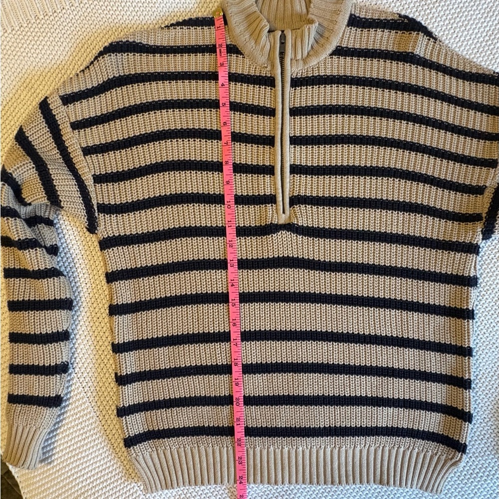 Able Tan and Black Striped Mockneck Sweater